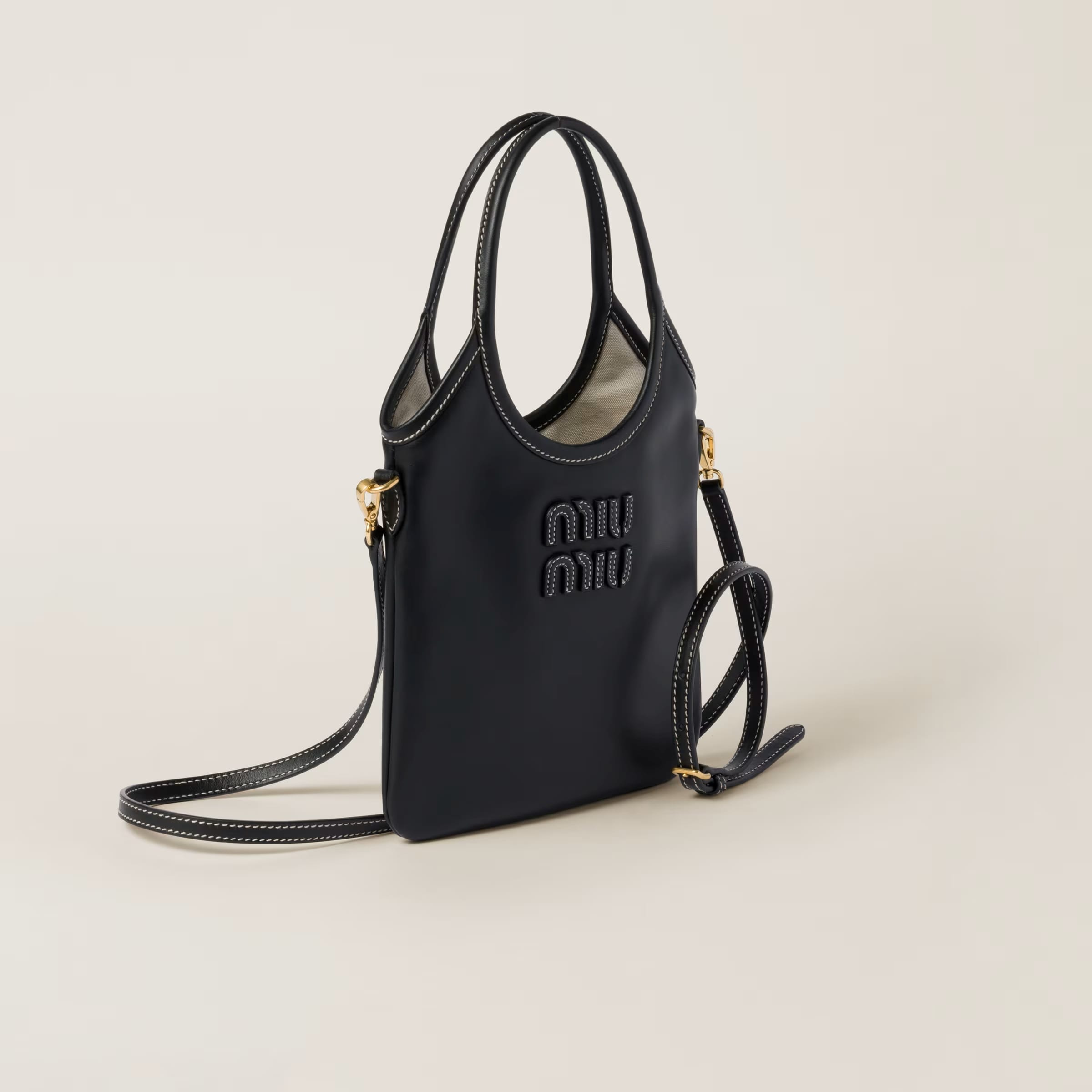IVY leather handbag - Black, SGD 2550 (P112,640.36), MIU MIU, miumiu.com
